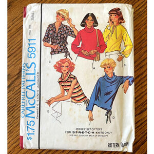 UNCUT Vintage 1970s McCalls 5911 Sewing Pattern Size XS - Sm 10-12 Set of Tops